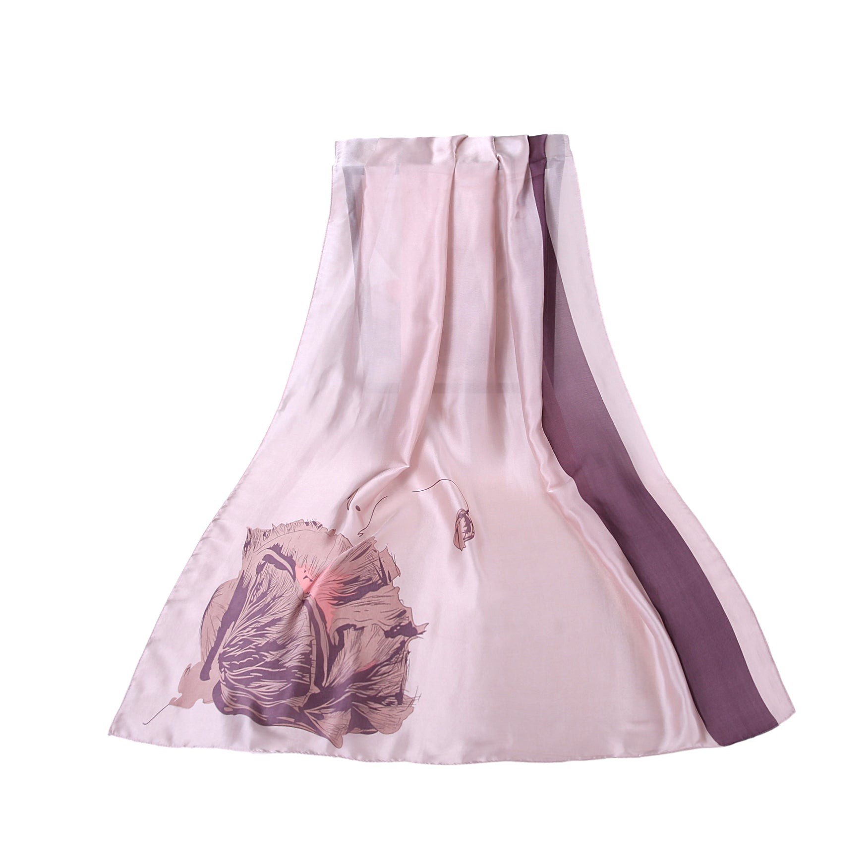 Étole de Soie Purple Flower Lulu Rose 100% Soie 180x90cm