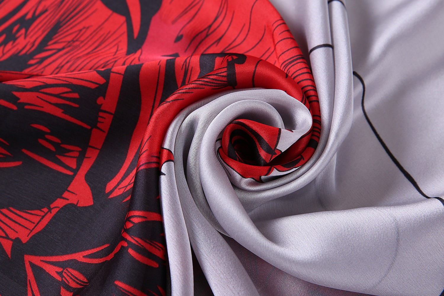 Étole de Soie Red Flower Lulu Rouge 100% Soie 180x90cm