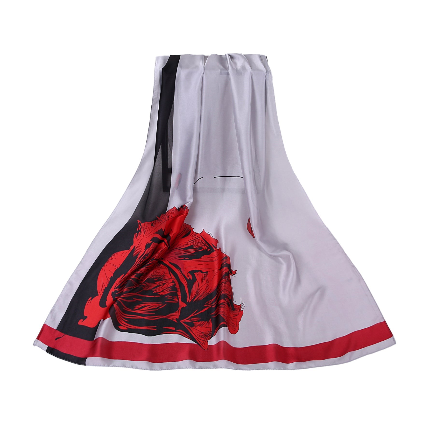 Étole de Soie Red Flower Lulu Rouge 100% Soie 180x90cm