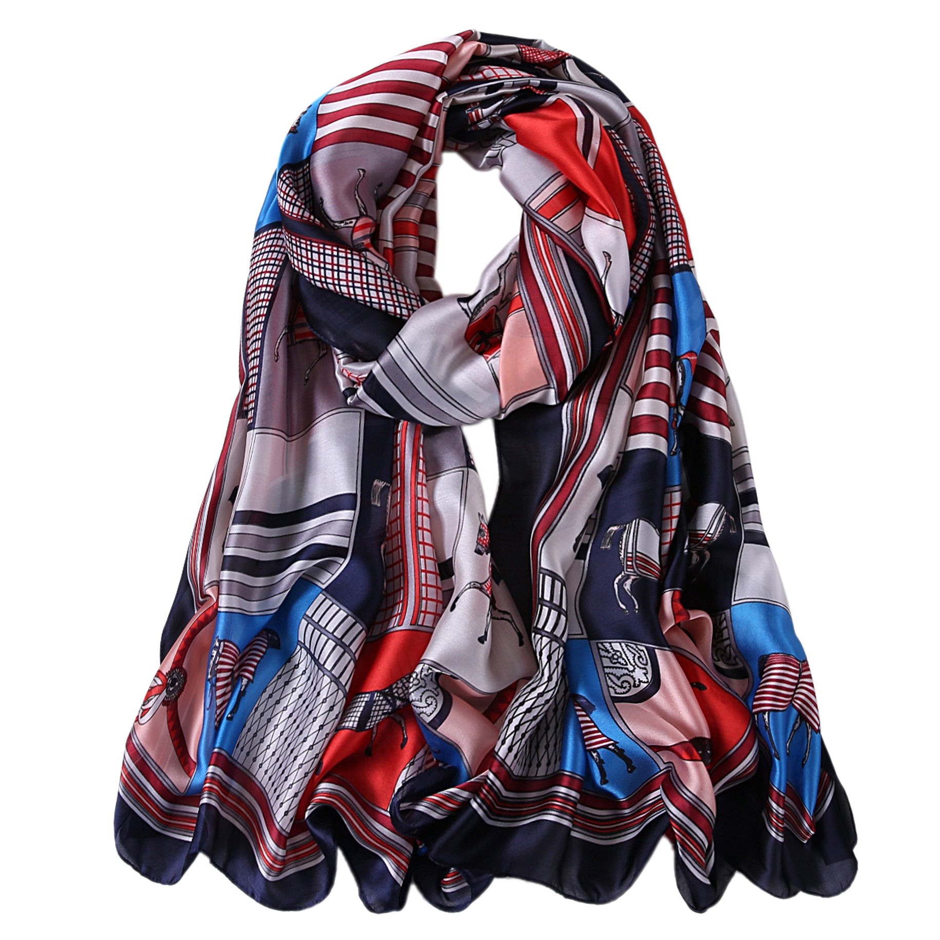 Étole de Soie Red Horse Multi couleur 100% Soie 180x90cm