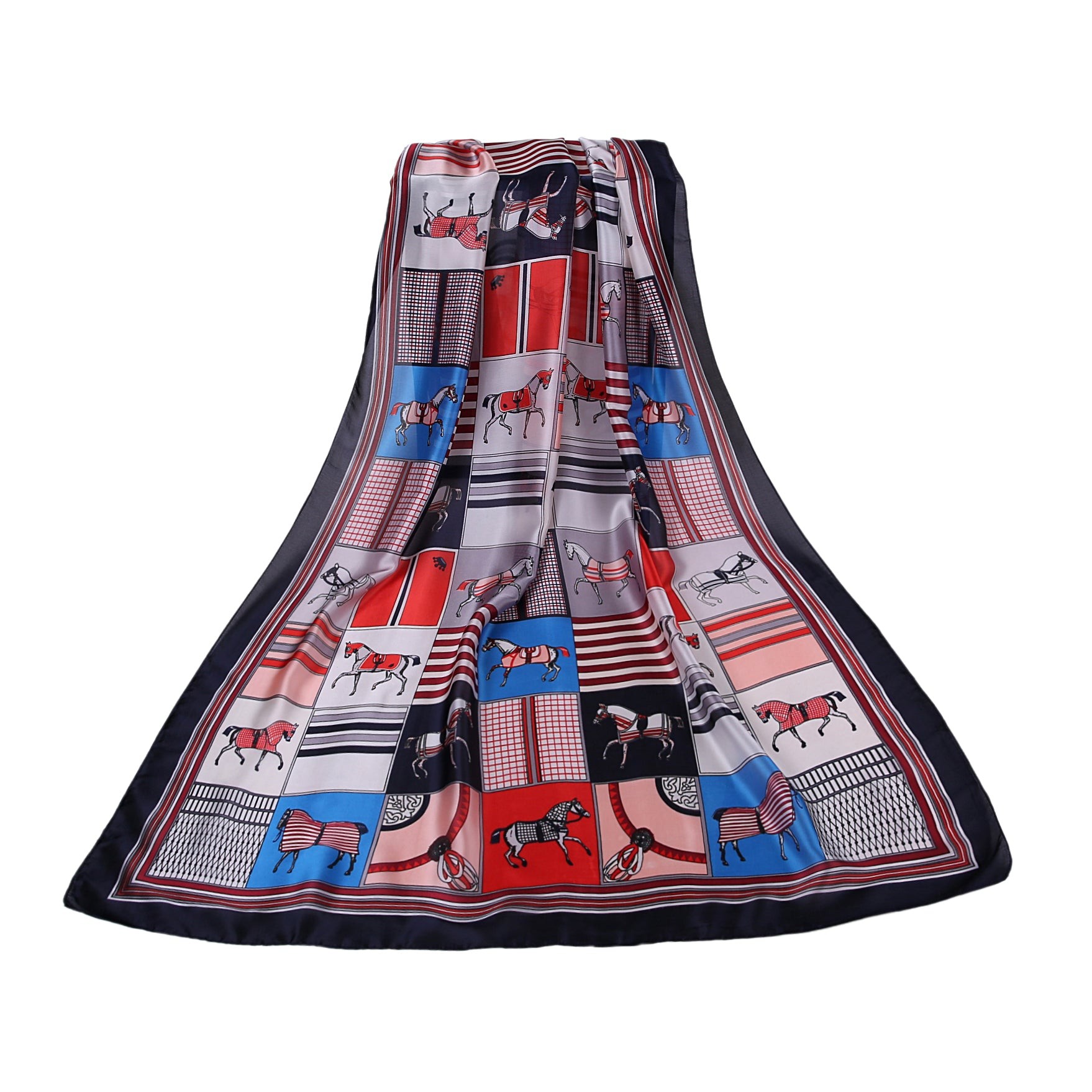 Étole de Soie Red Horse Multi couleur 100% Soie 180x90cm