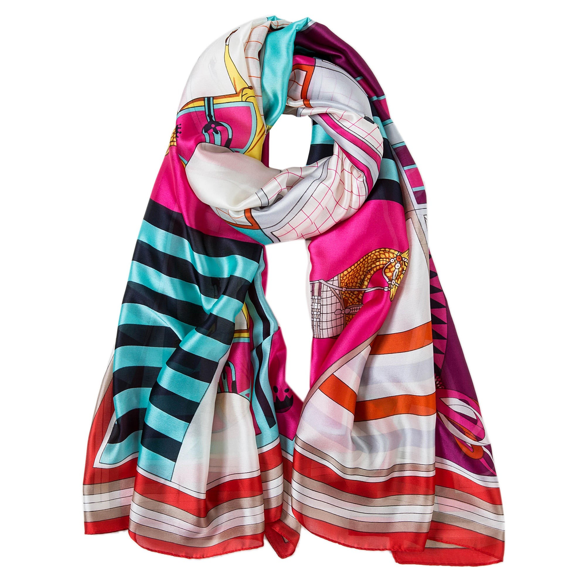 Étole de Soie Red Horse Florina Multi couleur 100% Soie 180x90cm