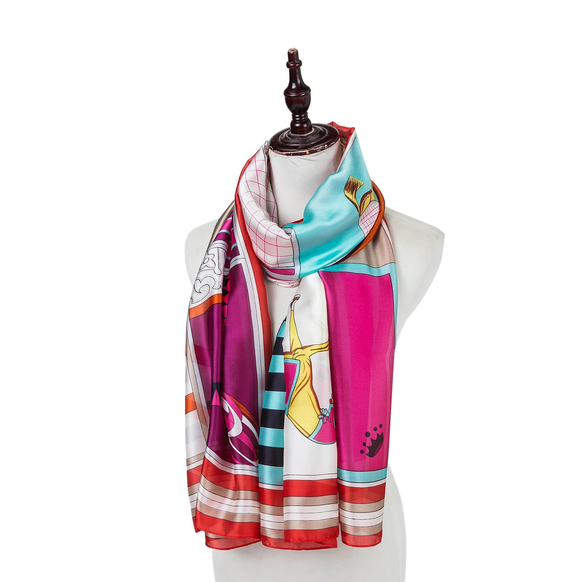 Étole de Soie Red Horse Florina Multi couleur 100% Soie 180x90cm