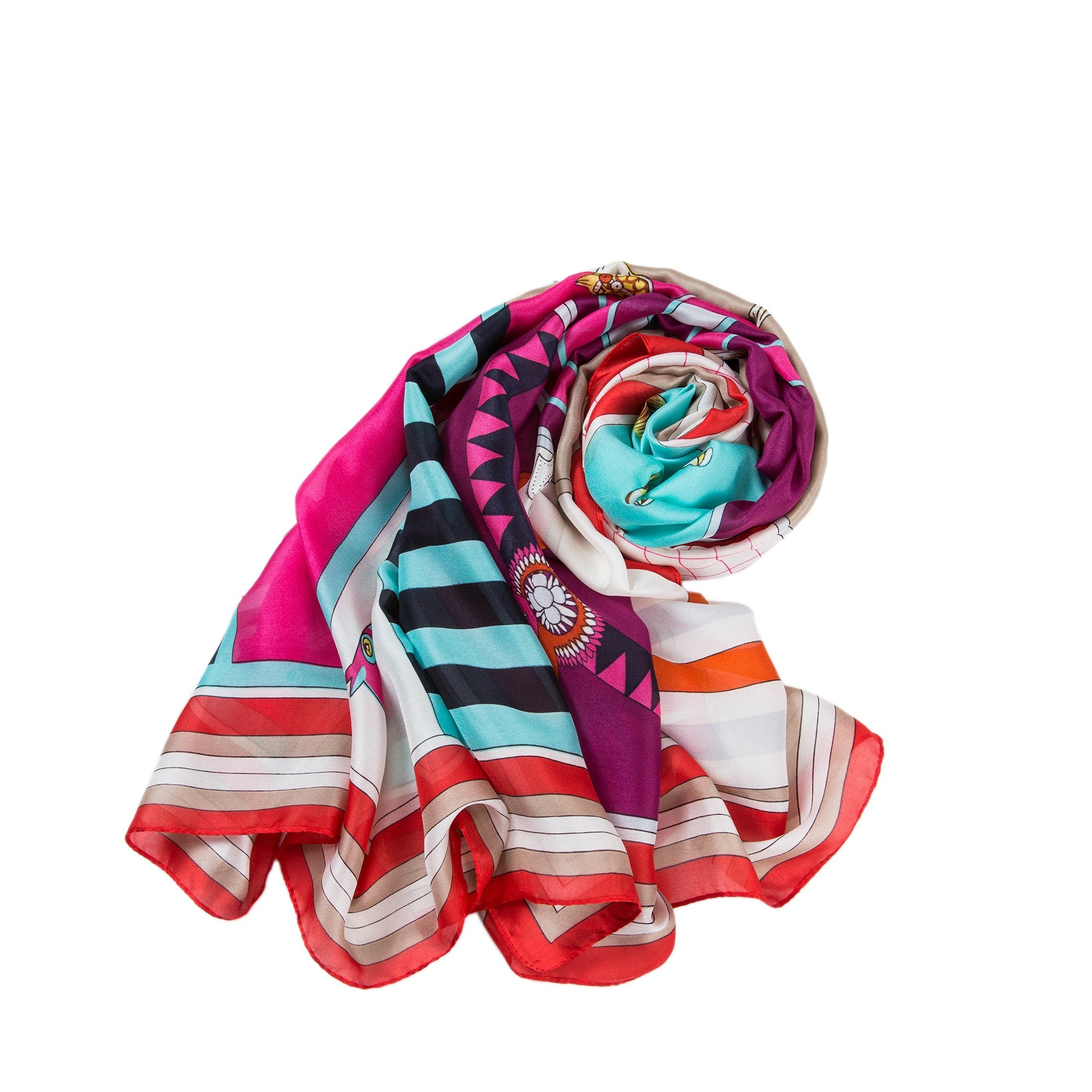 Étole de Soie Red Horse Florina Multi couleur 100% Soie 180x90cm