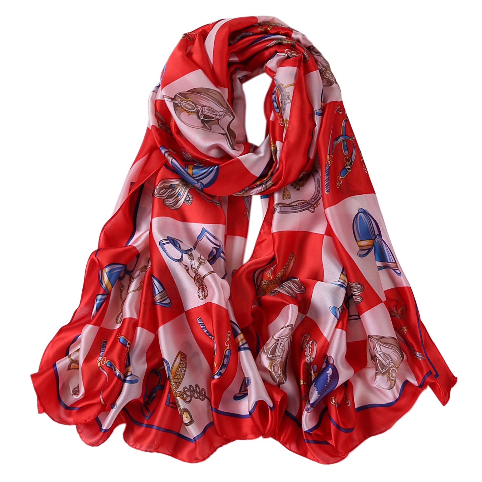 Étole de Soie Red Horse Gown Rouge 100% Soie 180x90cm