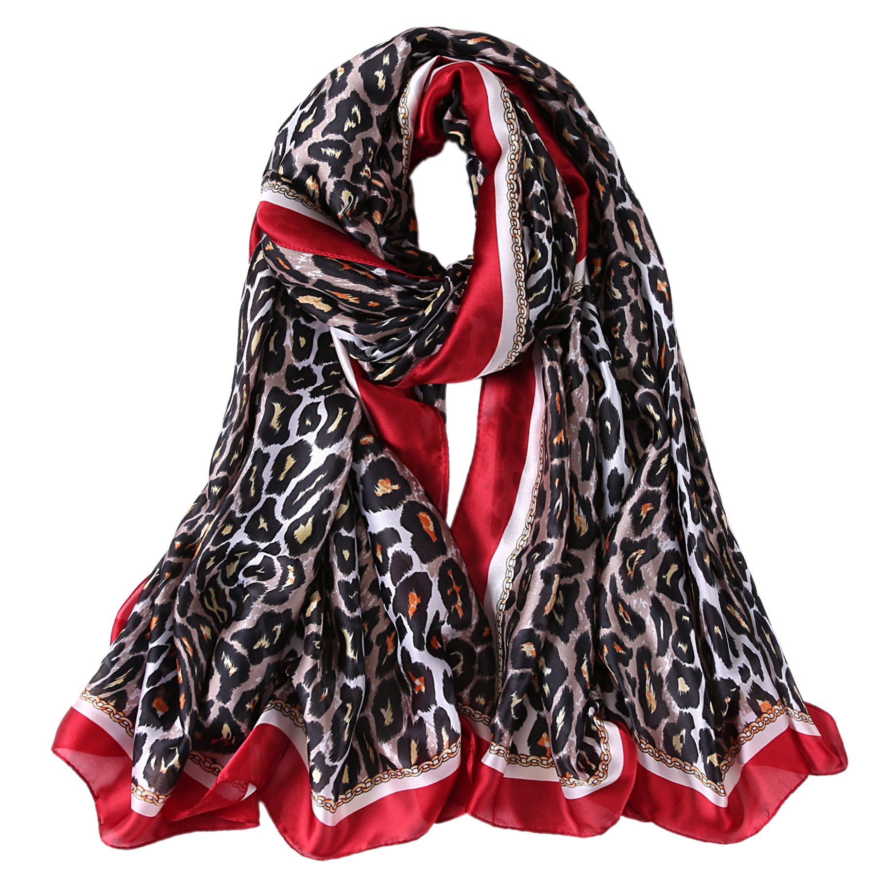 Étole de Soie Red Léopard Full Rouge 100% Soie 180x90cm
