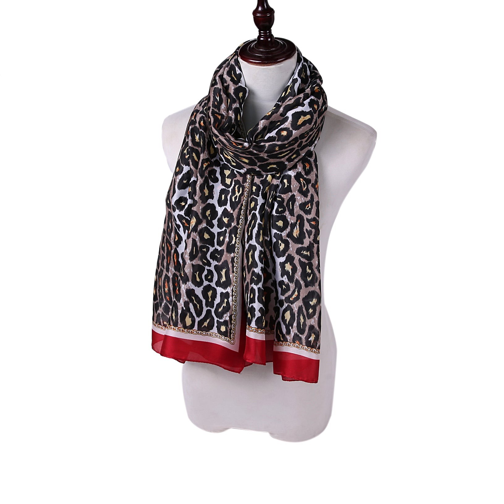 Étole de Soie Red Léopard Full Rouge 100% Soie 180x90cm