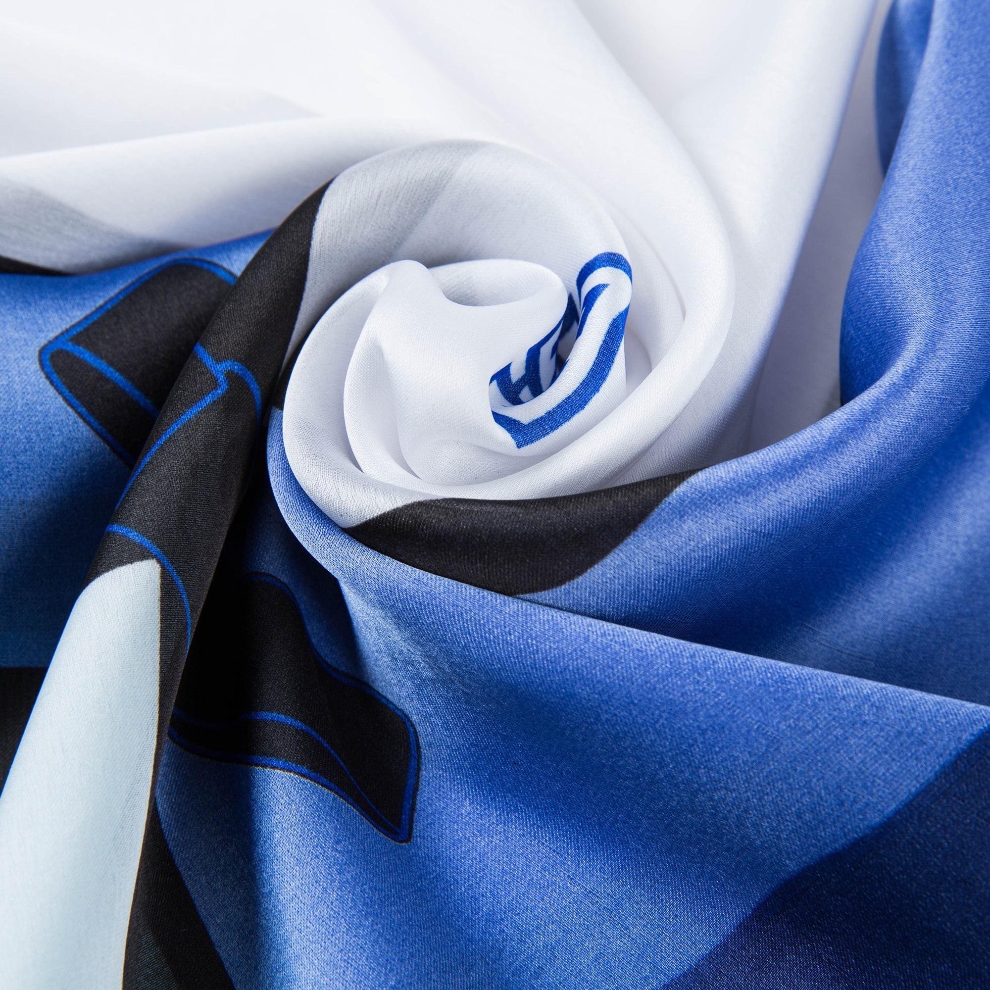 Étole de Soie White Blue Florina Bleu 100% Soie 180x90cm