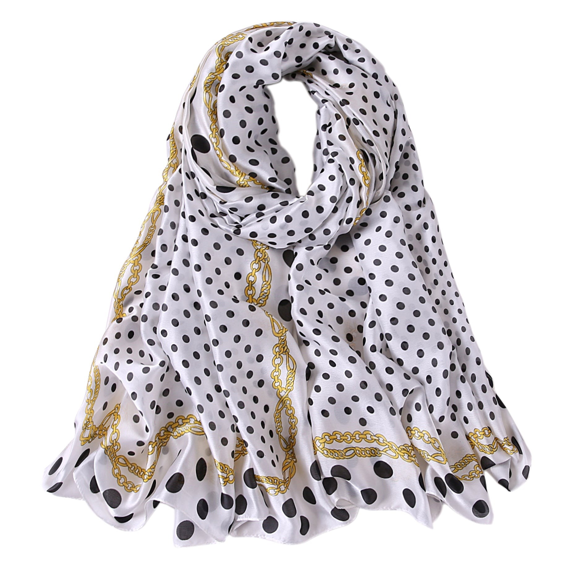 Étole de Soie White Point Blanc 100% Soie 180x90cm