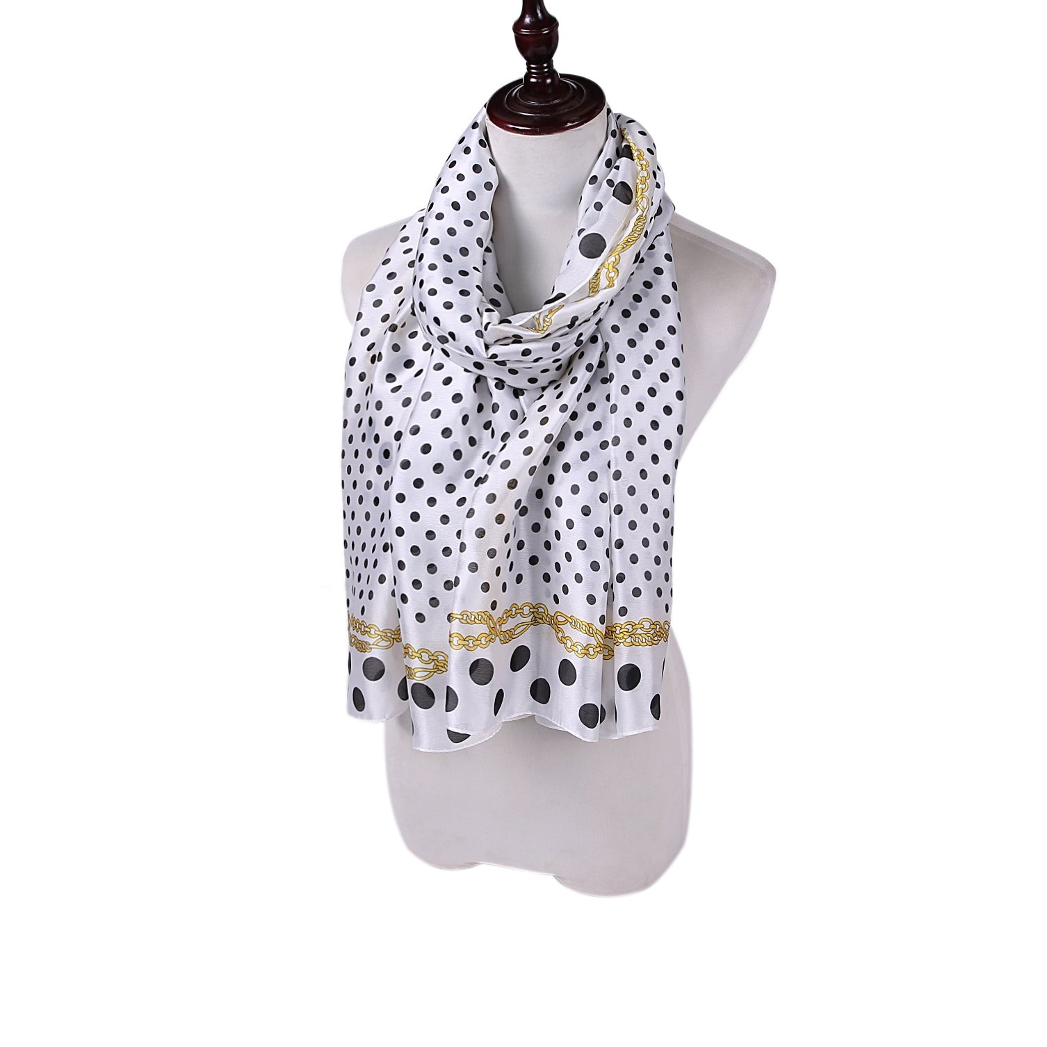 Étole de Soie White Point Blanc 100% Soie 180x90cm
