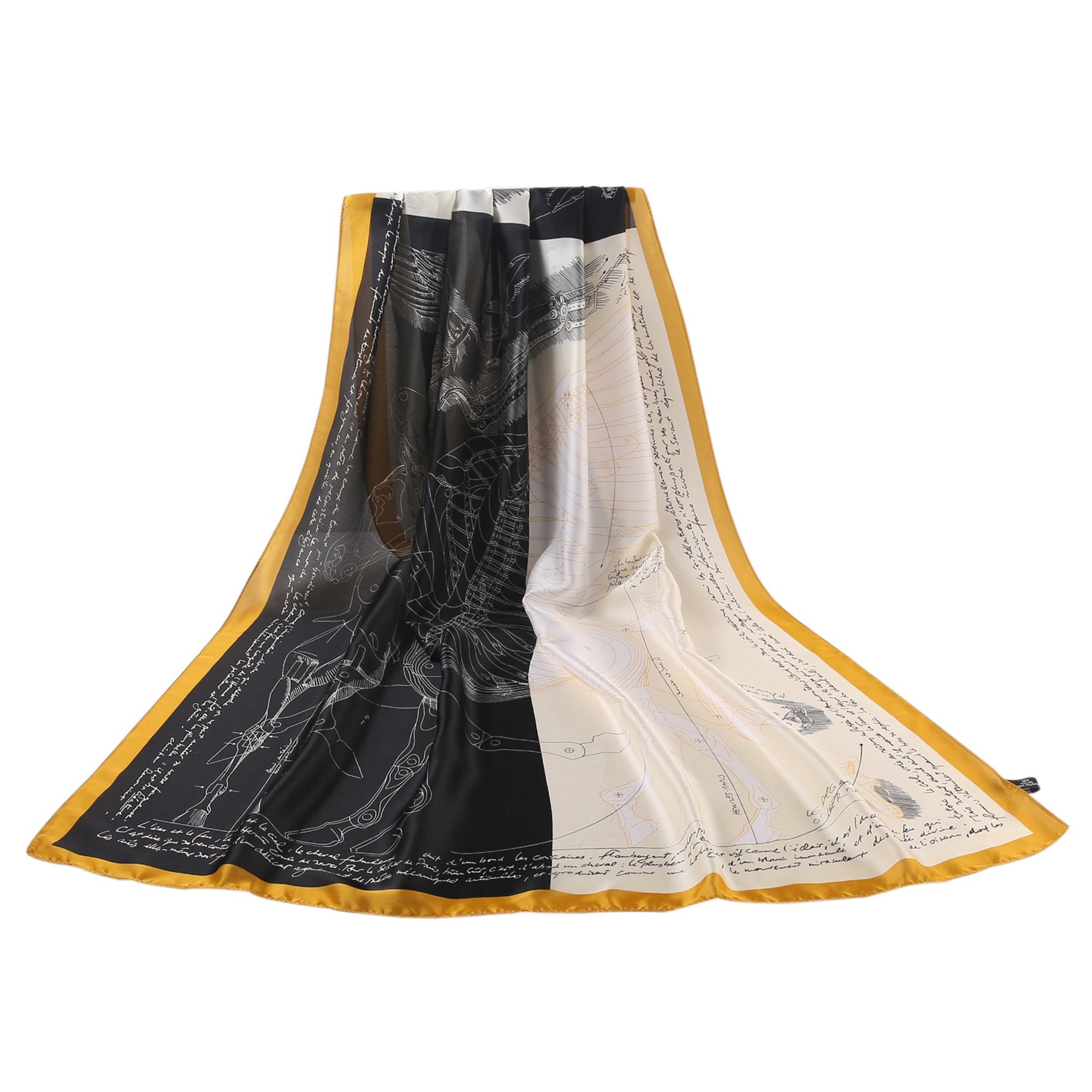 Etole de Soie Winged Florina Noir 100% Soie 180x90cm