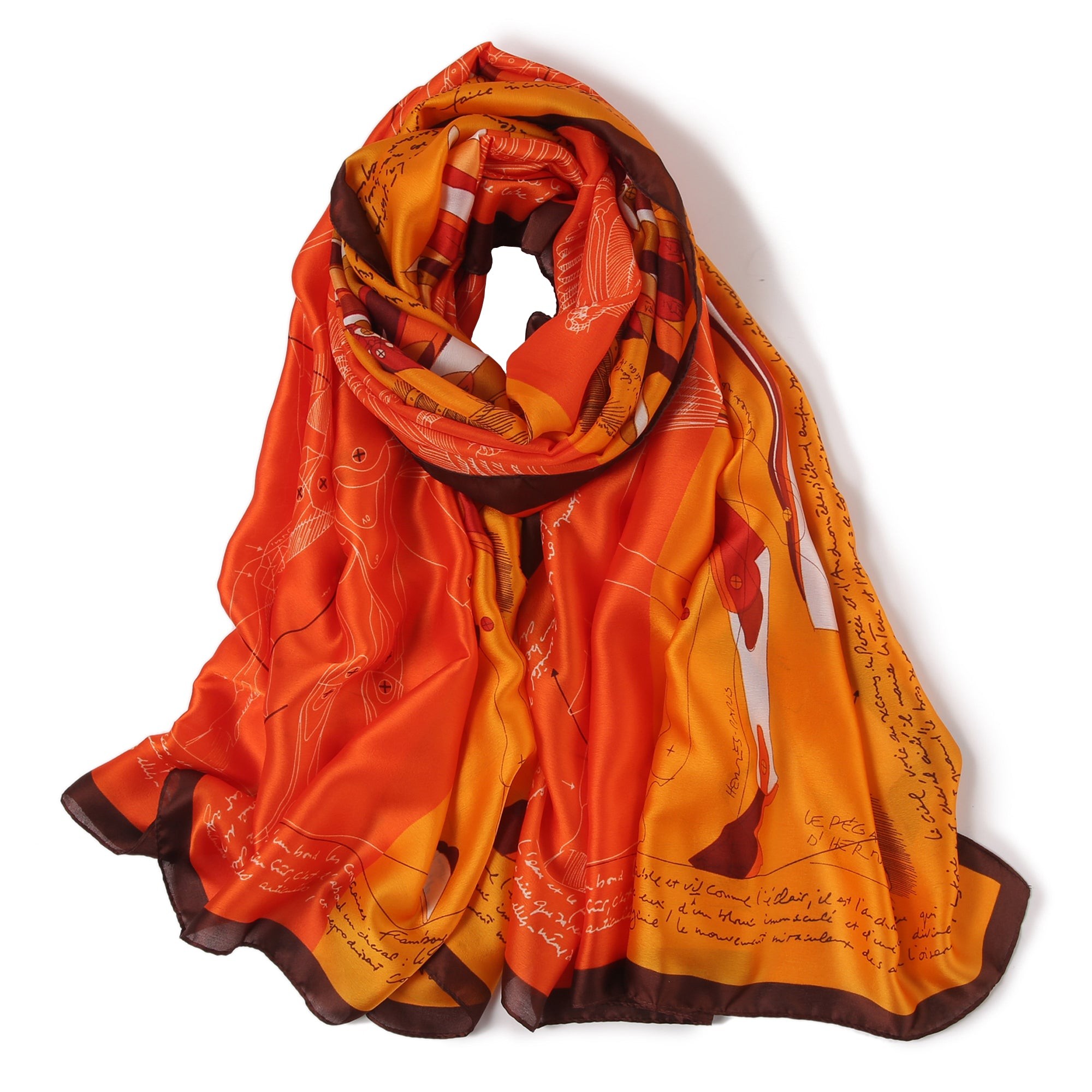 Etole de Soie Winged Florina Orange 100% Soie 180x90cm