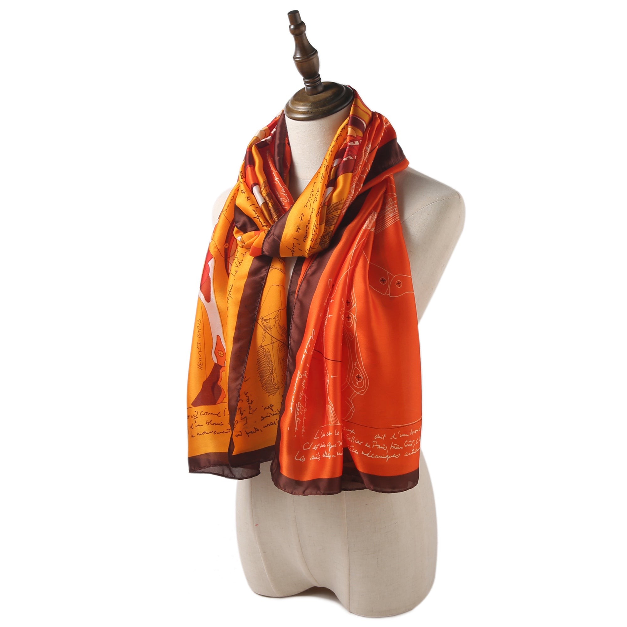Etole de Soie Winged Florina Orange 100% Soie 180x90cm