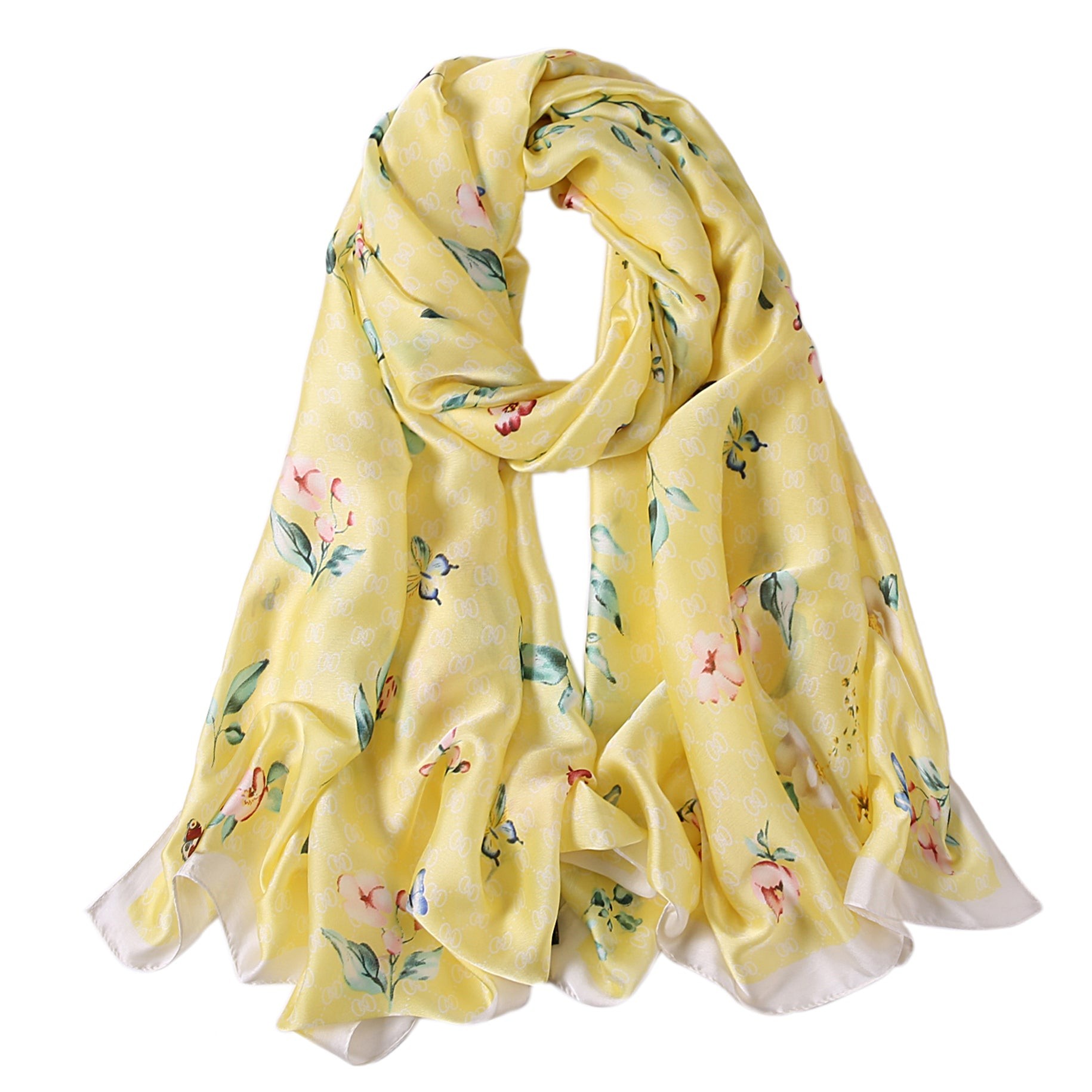 Étole de Soie Yellow Flower Nana Jaune 100% Soie 180x90cm