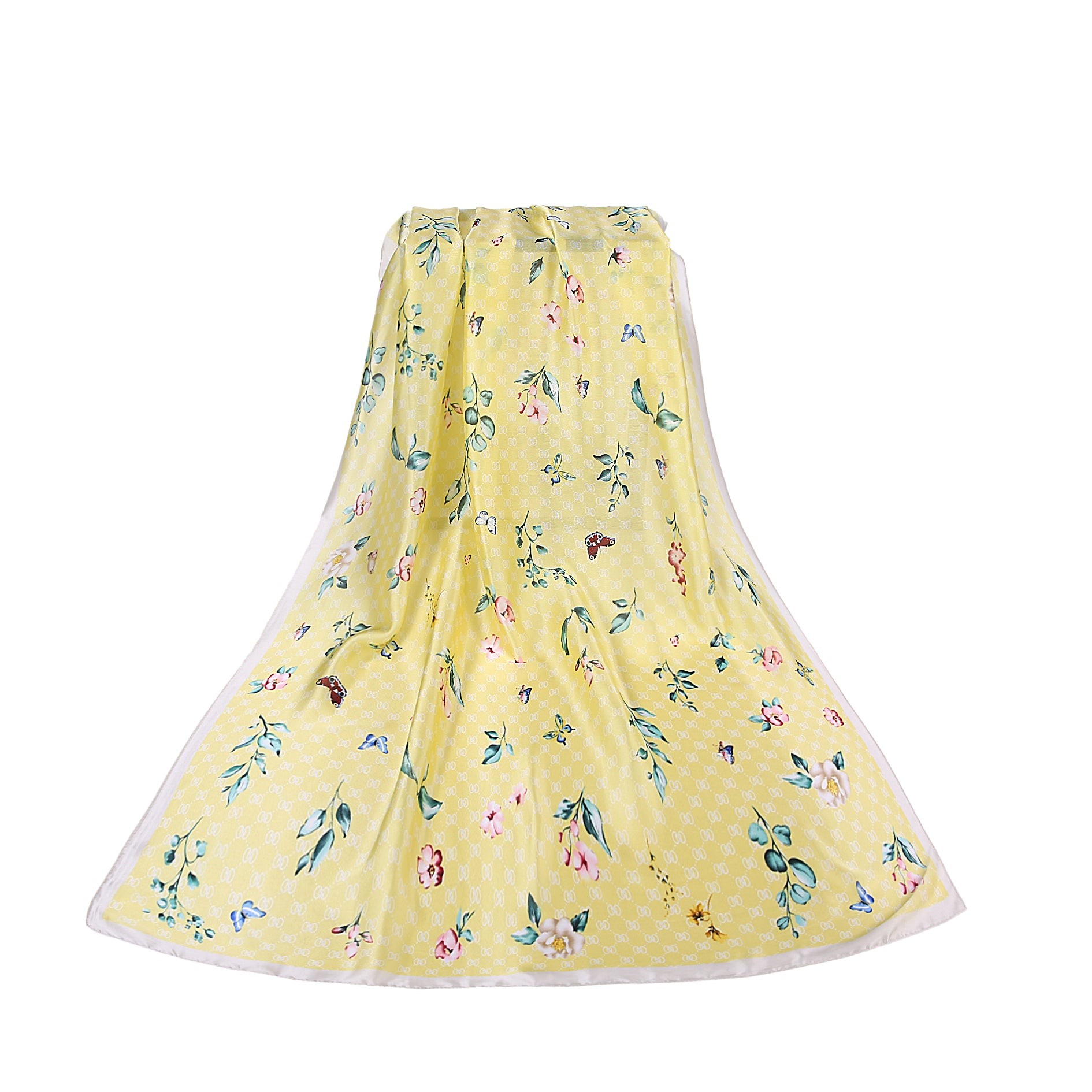 Étole de Soie Yellow Flower Nana Jaune 100% Soie 180x90cm
