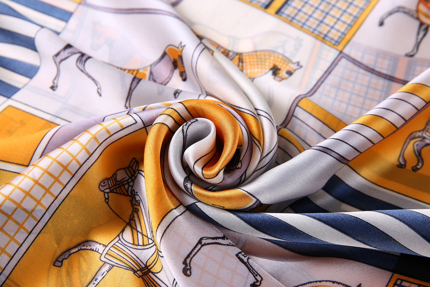 Étole de Soie Yellow Horse Jaune 100% Soie 180x90cm