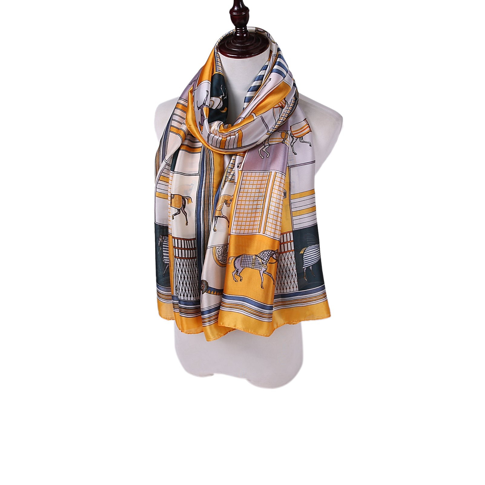 Étole de Soie Yellow Horse Jaune 100% Soie 180x90cm