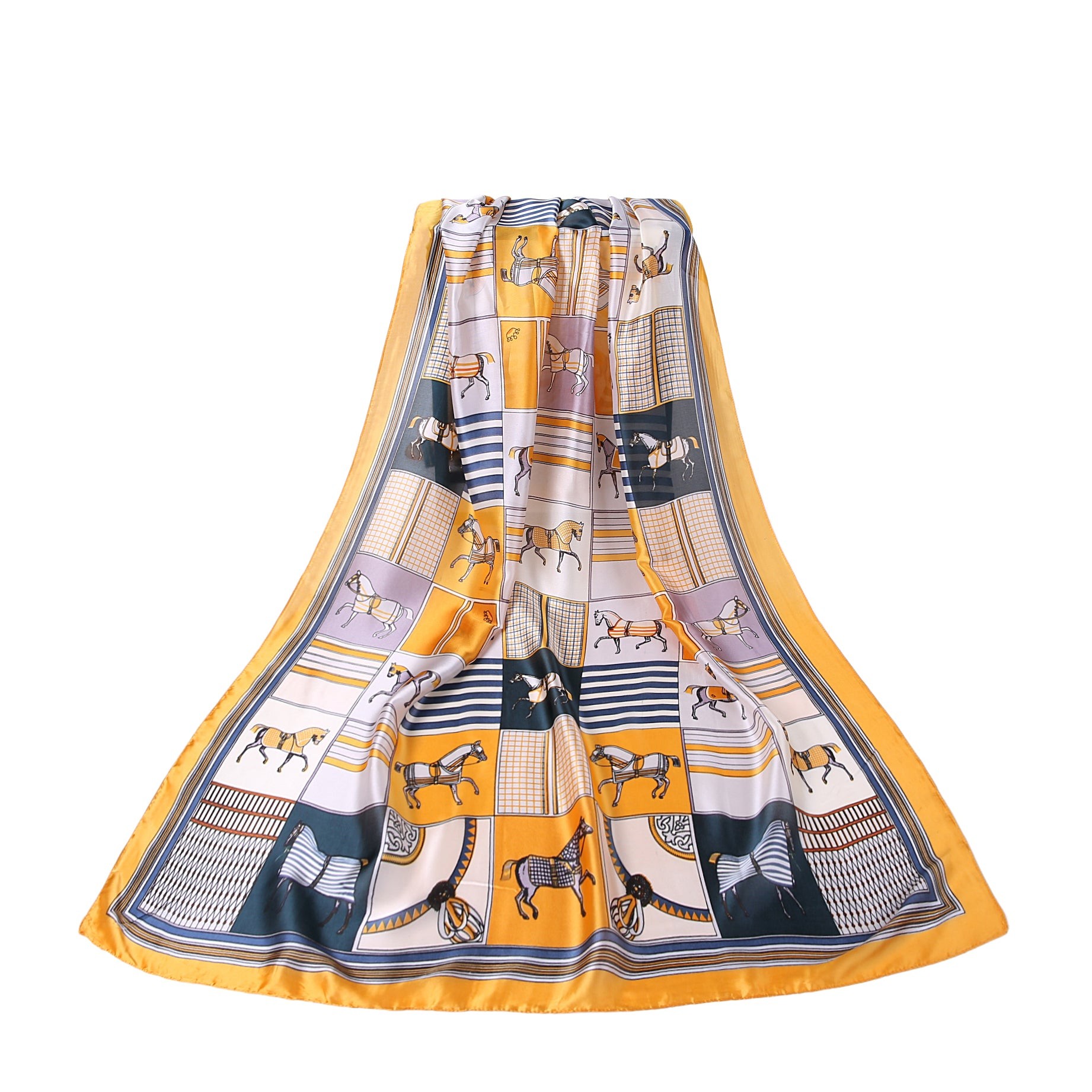 Étole de Soie Yellow Horse Jaune 100% Soie 180x90cm