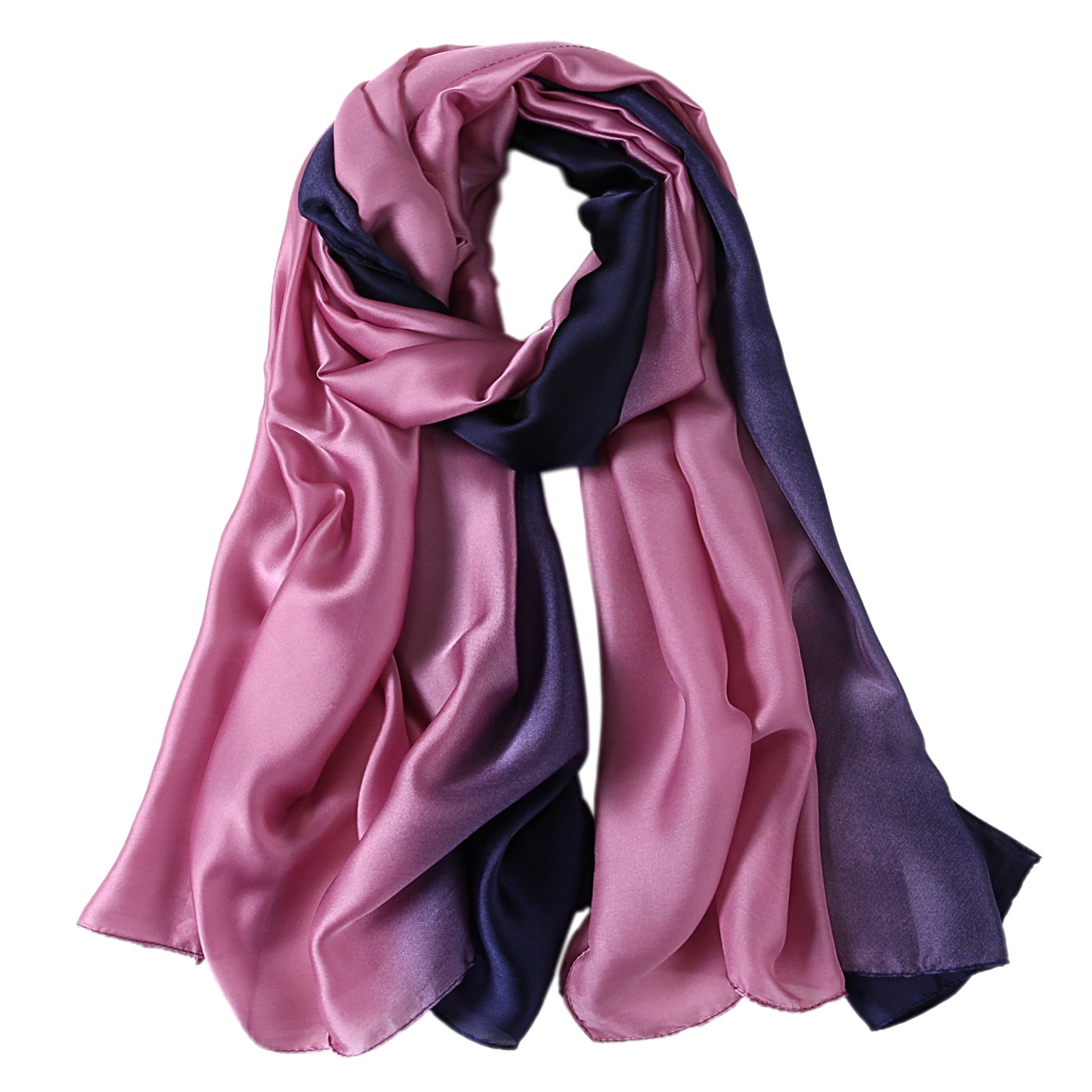 Etole en Soie Pink Purple Navy Duo Violet 100% Soie 180x90cm