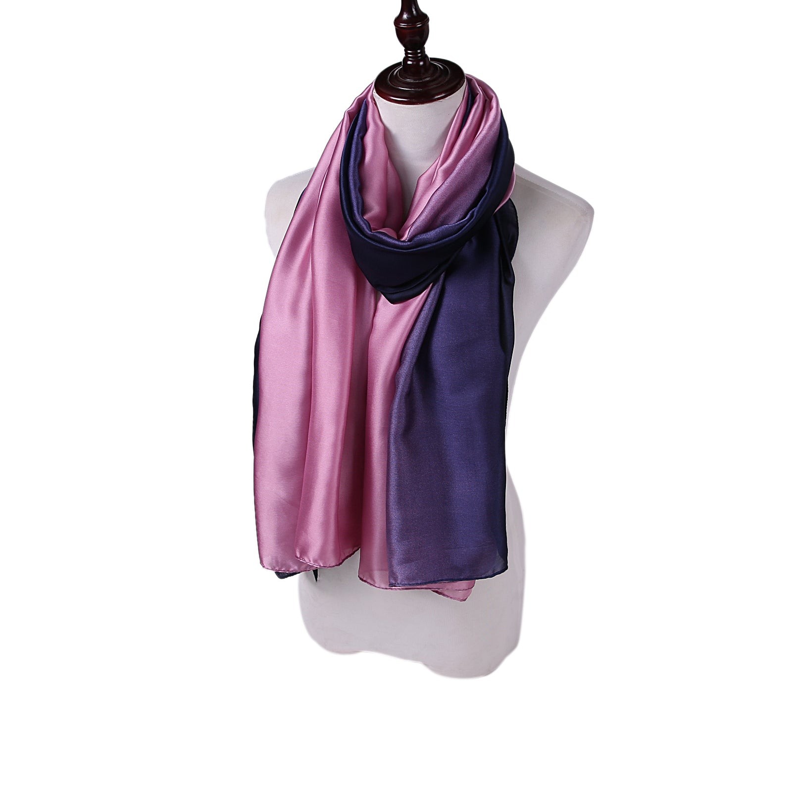 Etole en Soie Pink Purple Navy Duo Violet 100% Soie 180x90cm