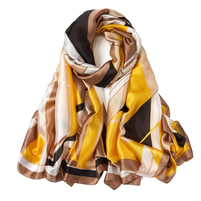 Etole Soie Moderncube Jaune 100% Soie 180x90cm