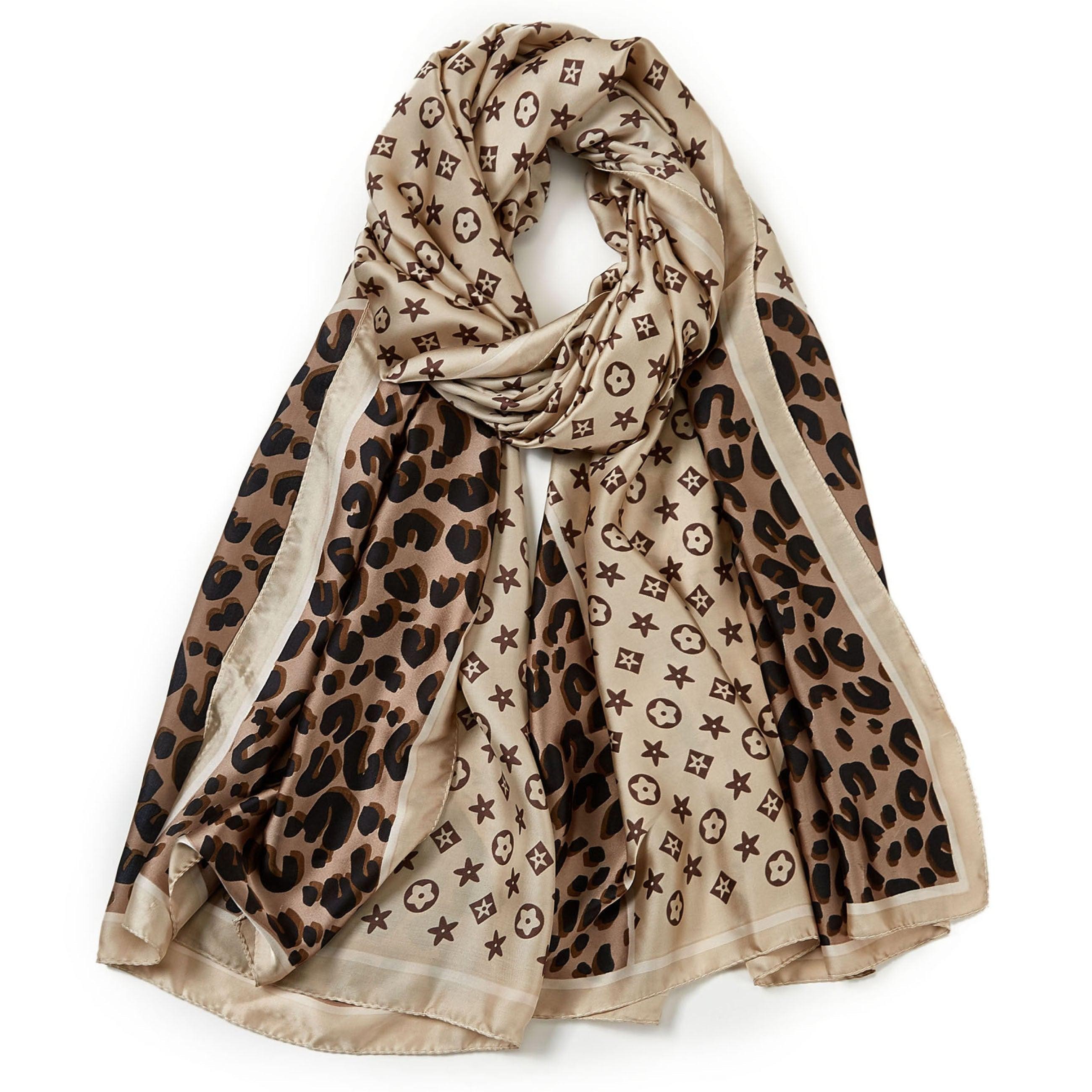 Foulard touché soie PANTER CORNER Beige