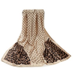 Foulard touché soie PANTER CORNER Beige