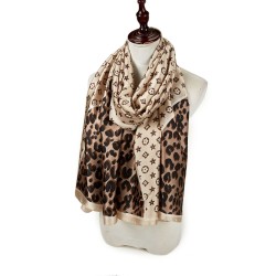 Foulard touché soie PANTER CORNER Beige