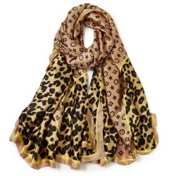 Foulard touché soie PANTER CORNER marron