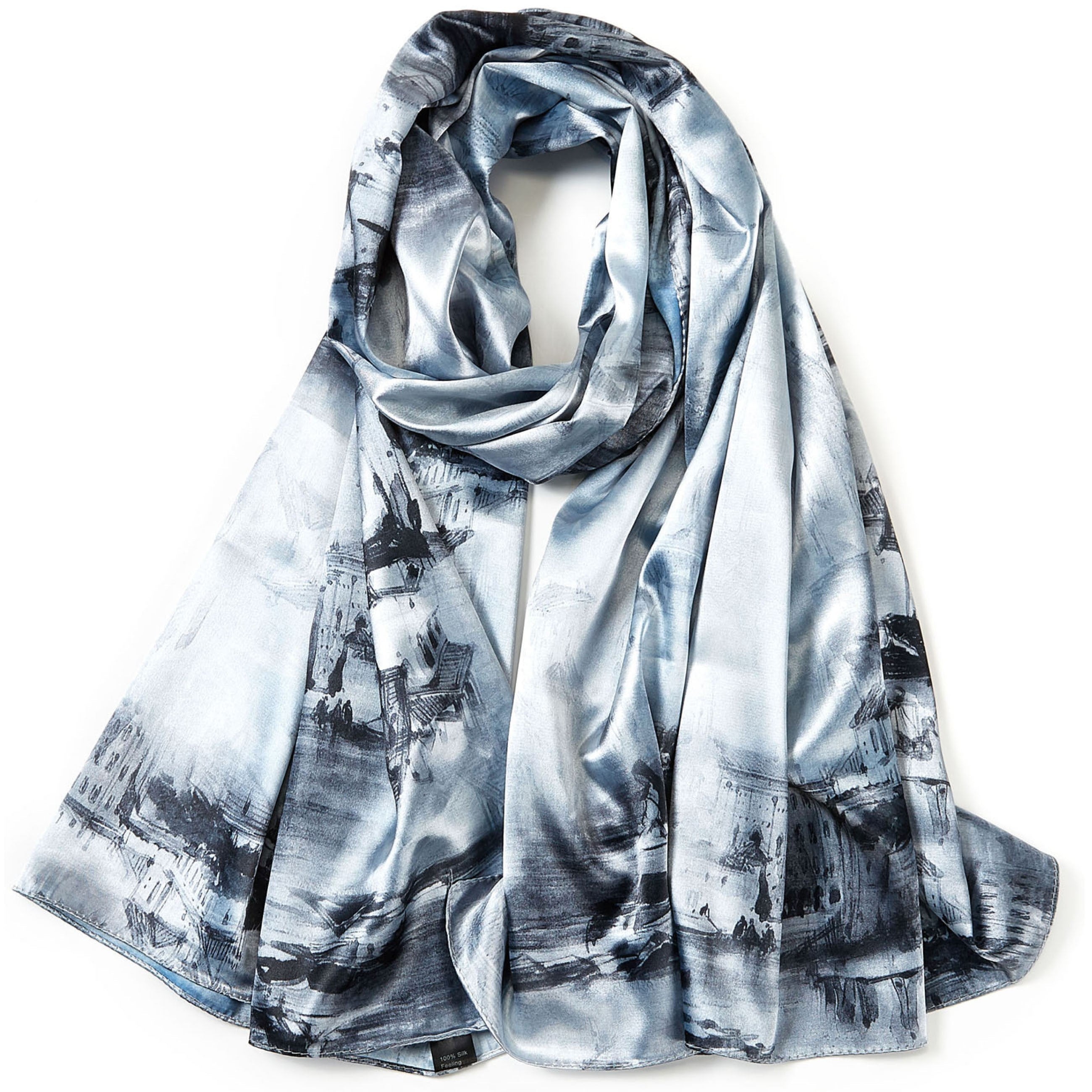 Foulard touché soie WINTER WORLD Blanc
