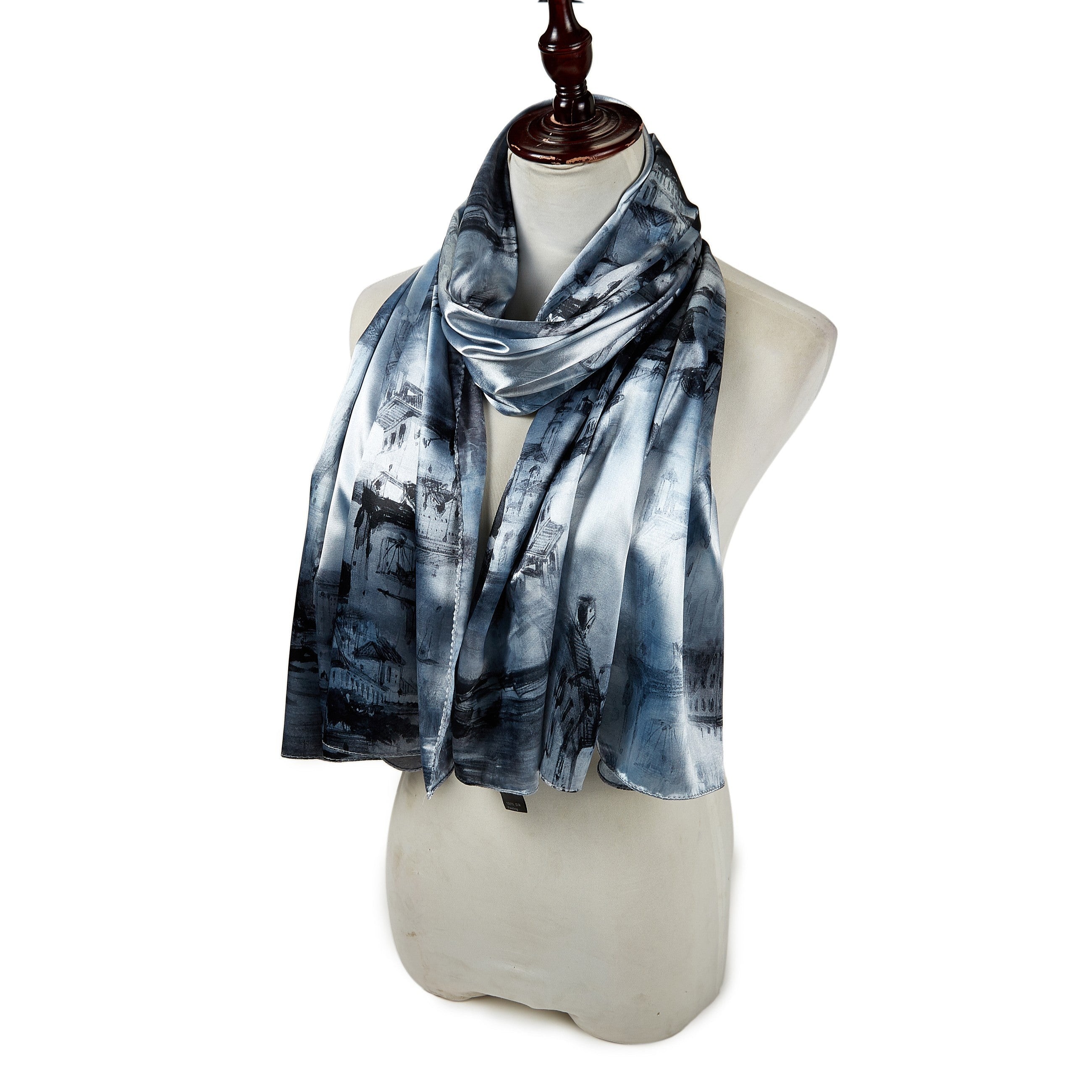 Foulard touché soie WINTER WORLD Blanc