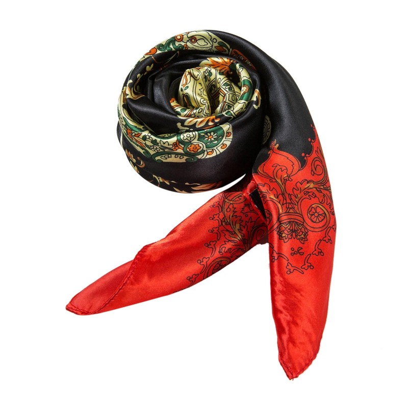 Grand carré de Soie Black Red Zoé Rouge 100% Soie 90x90cm