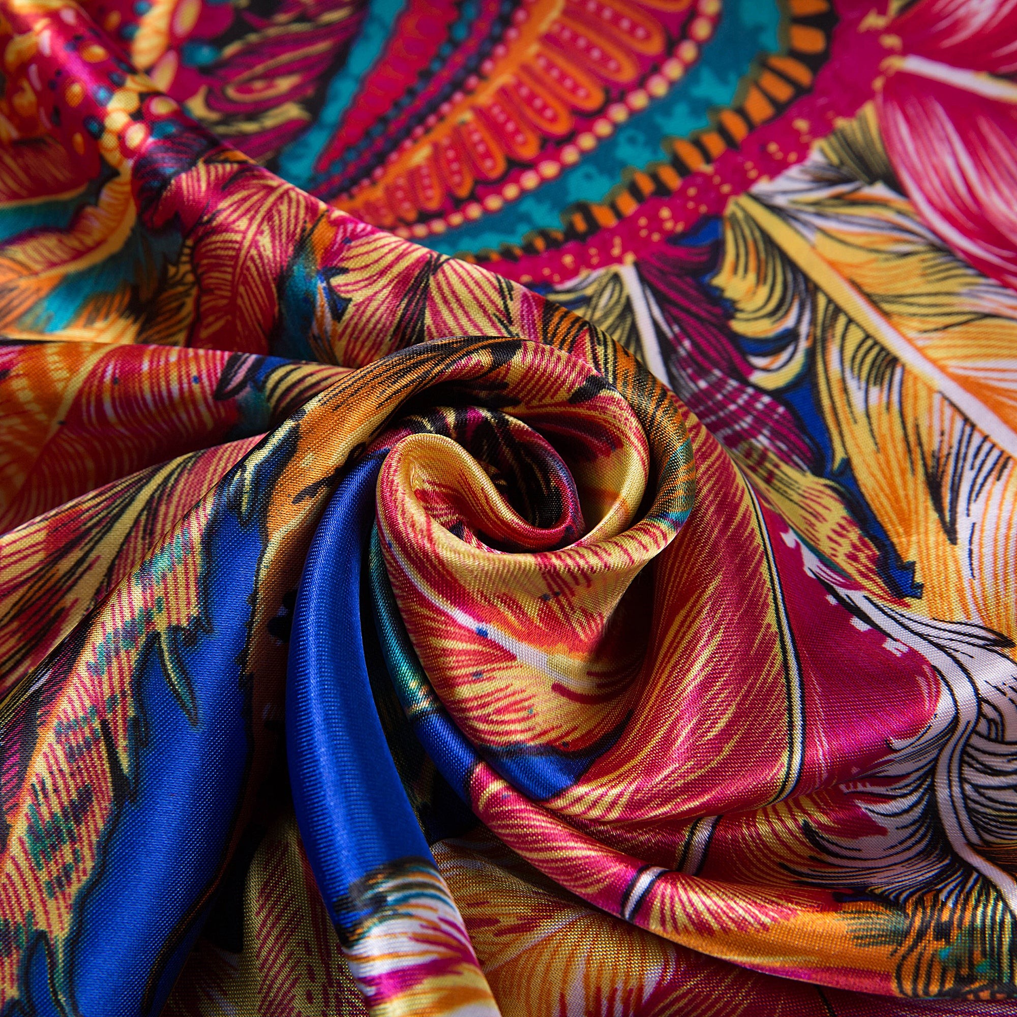 Grand carré de Soie Blue Fuschia Zoé Bleu 100% Soie 90x90cm