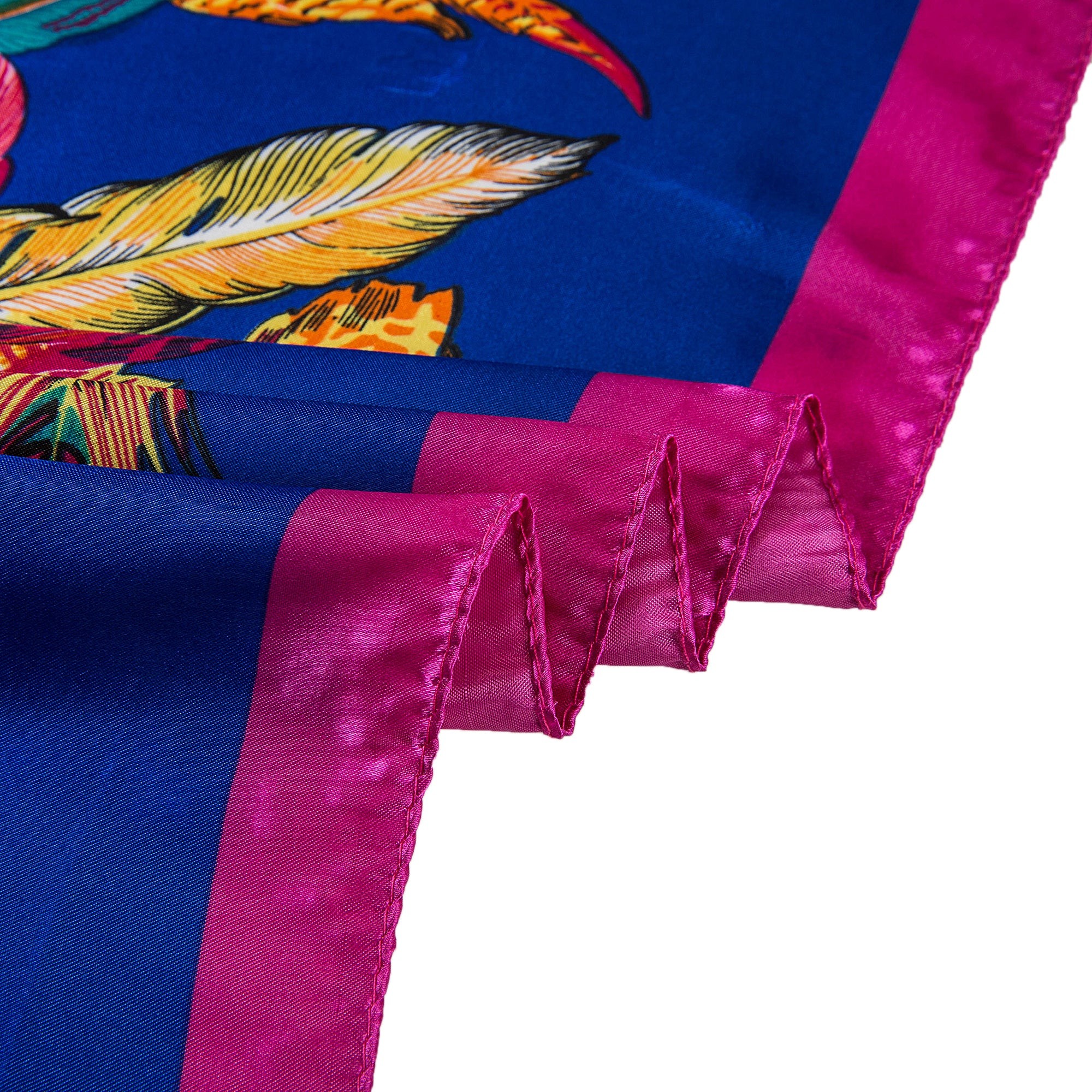 Grand carré de Soie Blue Fuschia Zoé Bleu 100% Soie 90x90cm