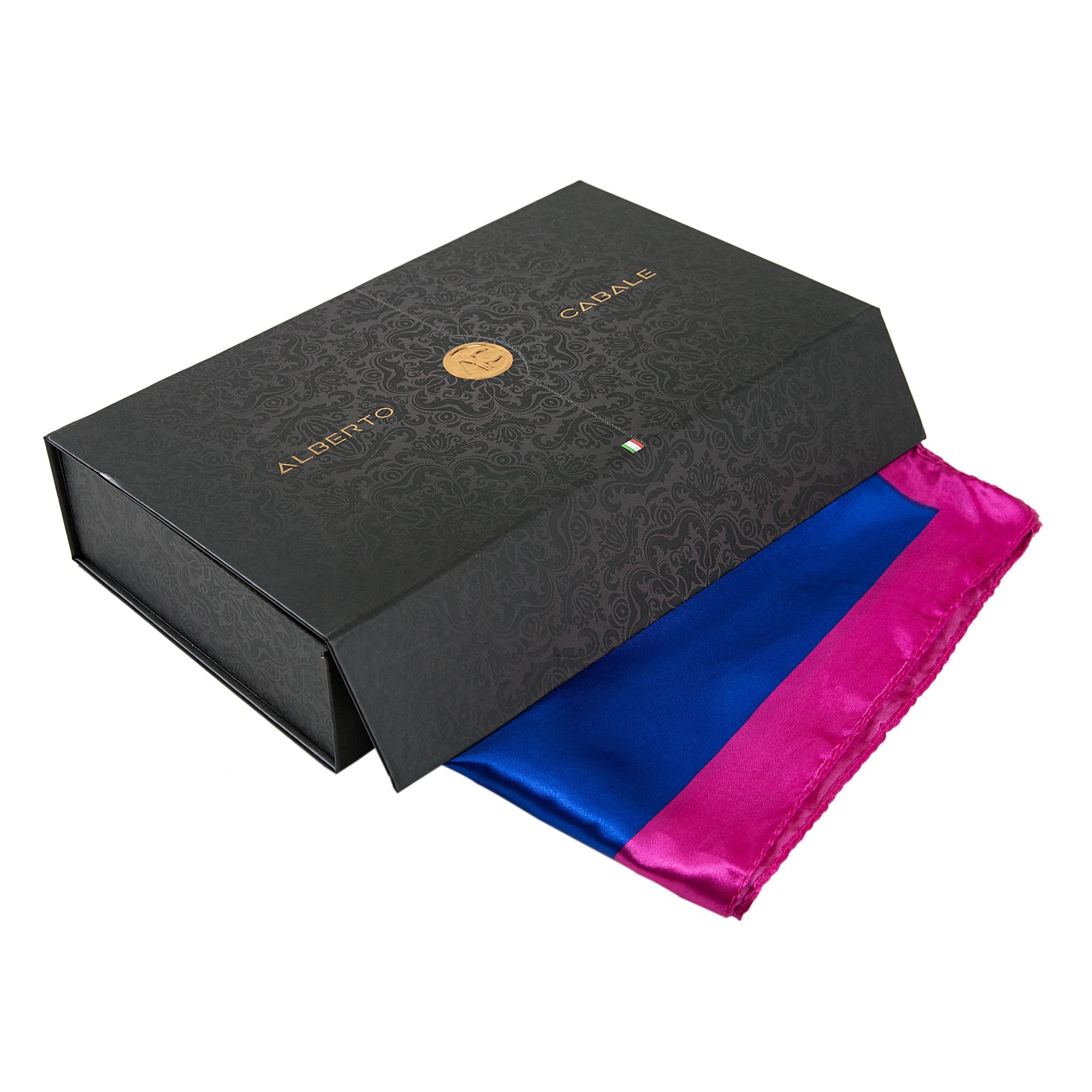 Grand carré de Soie Blue Fuschia Zoé Bleu 100% Soie 90x90cm