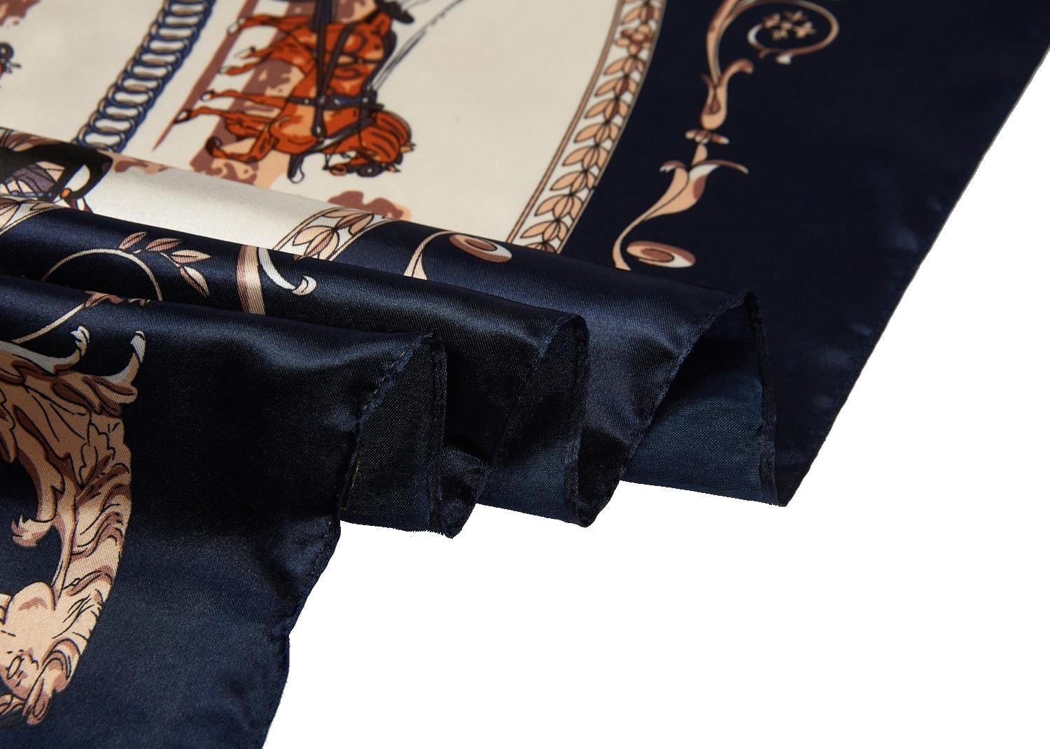 Grand carré de Soie Blue Horse Zoé Marine 100% Soie 90x90cm