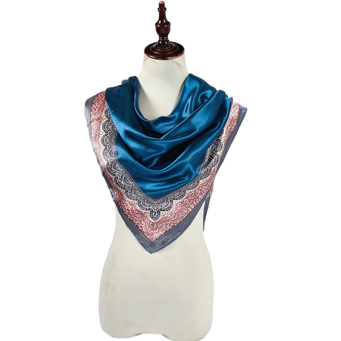 Grand carré de Soie Blue Plain Zoé Bleu 100% Soie 90x90cm