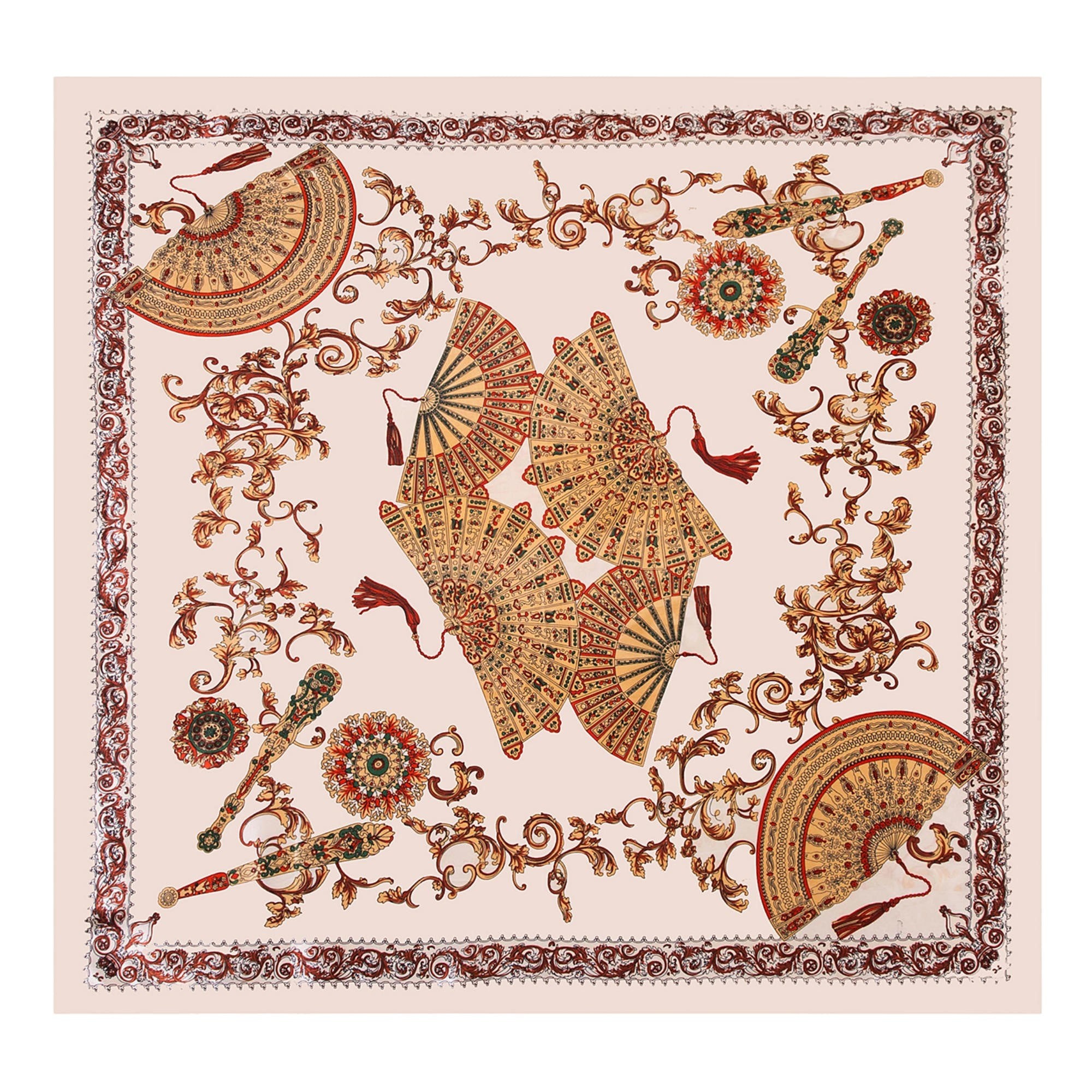Grand carré de Soie Cream Brown Zoé Beige 100% Soie 90x90cm