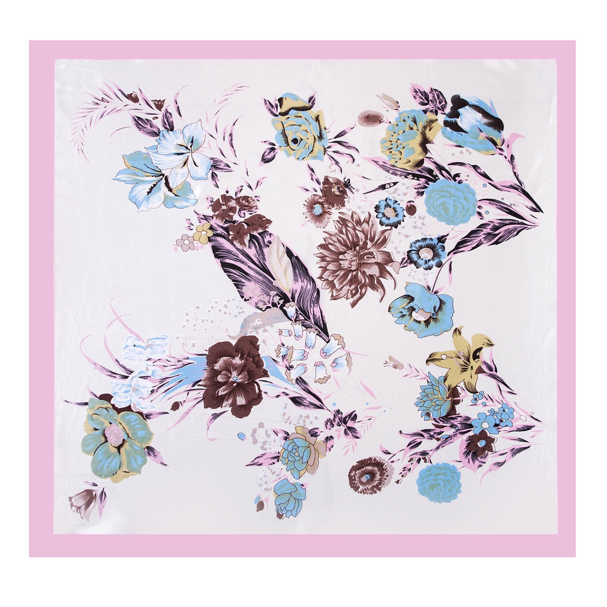 Grand carré de Soie Cream Soft Pink Zoé Rose 100% Soie 90x90cm