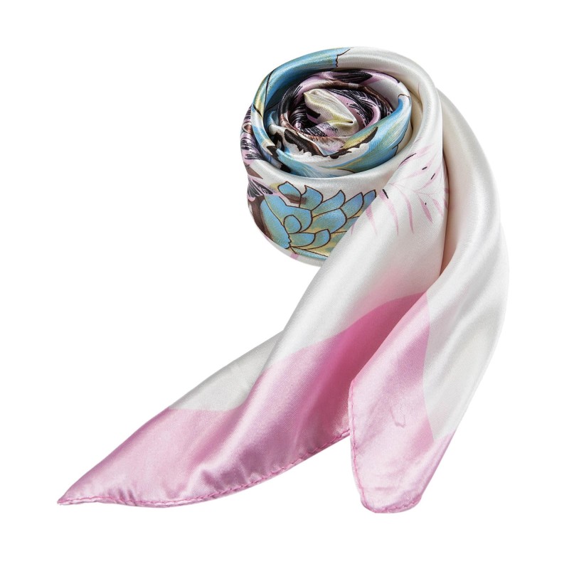 Grand carré de Soie Cream Soft Pink Zoé Rose 100% Soie 90x90cm