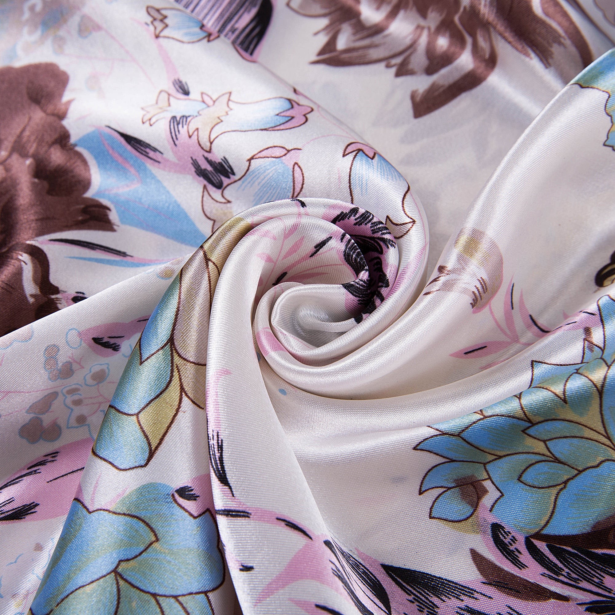 Grand carré de Soie Cream Soft Pink Zoé Rose 100% Soie 90x90cm