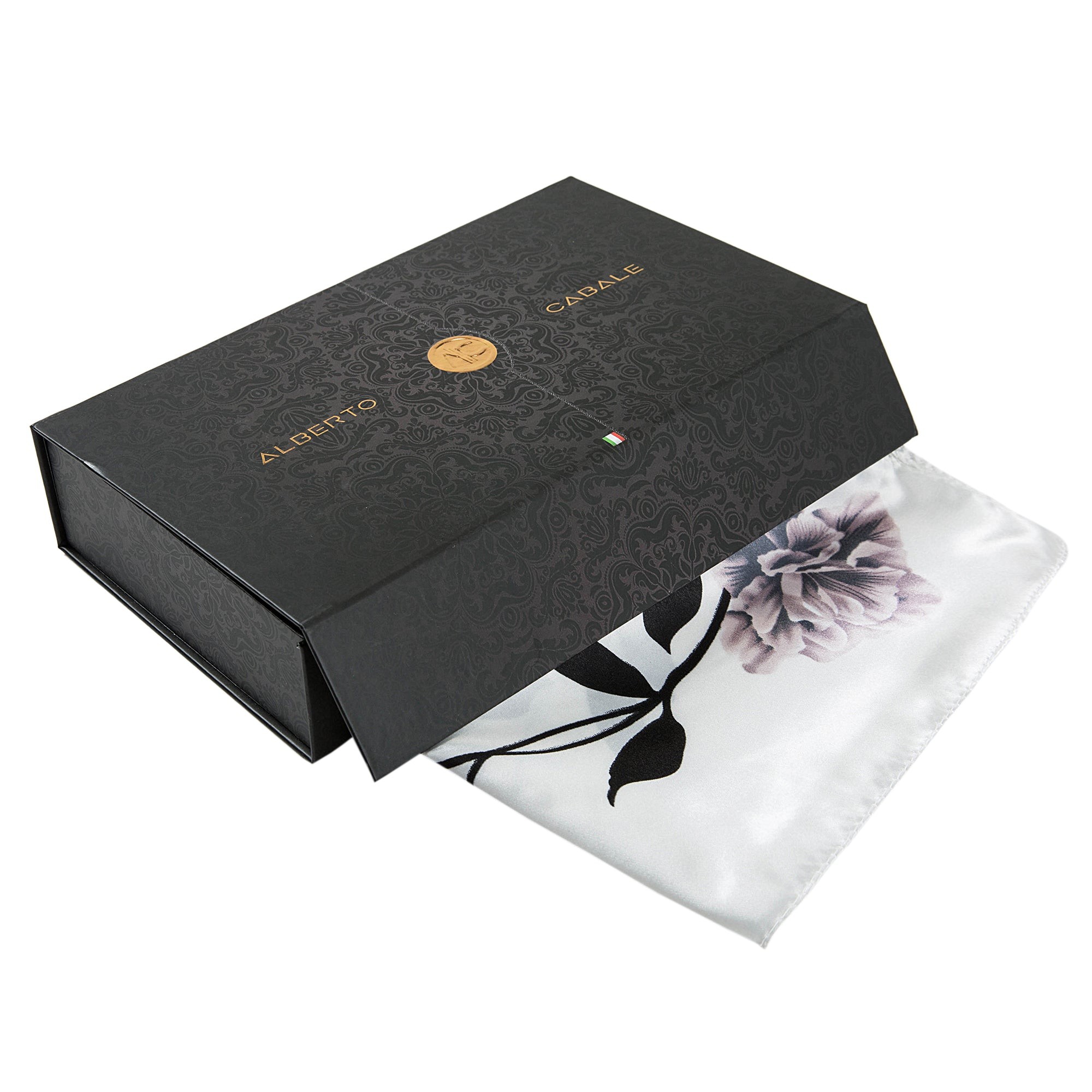 Grand carré de Soie Flora White Black Zoé