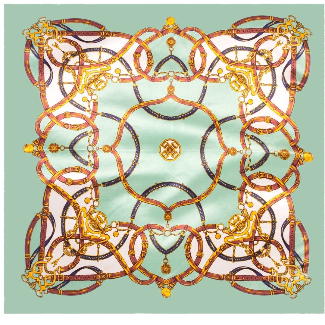 Grand carré de Soie Green Heart Zoé Vert 100% Soie 90x90cm