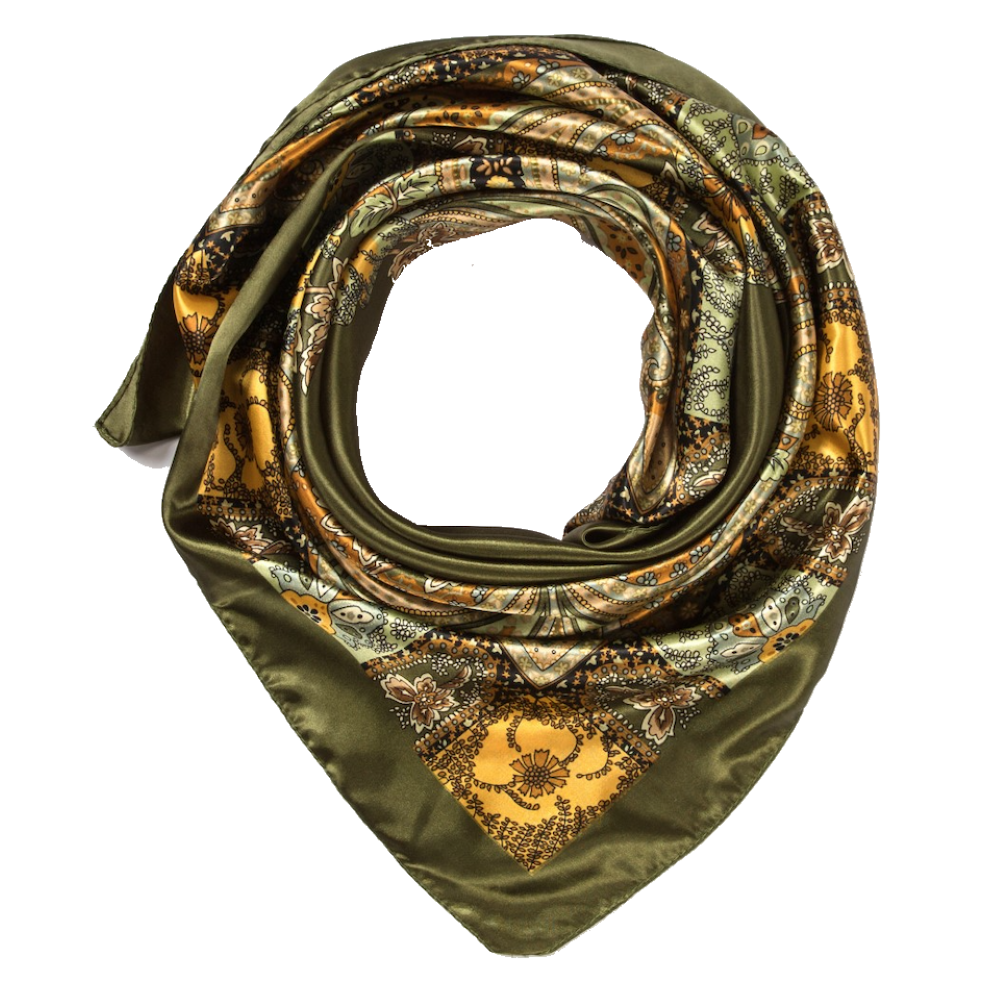 Grand carré de Soie Green India Zoé Vert 100% Soie 90x90cm