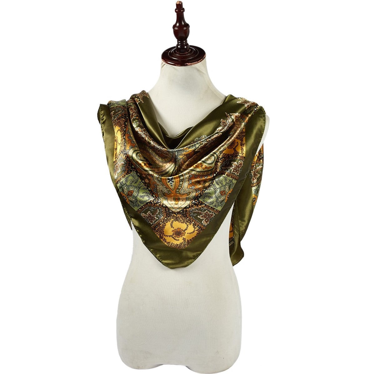 Grand carré de Soie Green India Zoé Vert 100% Soie 90x90cm