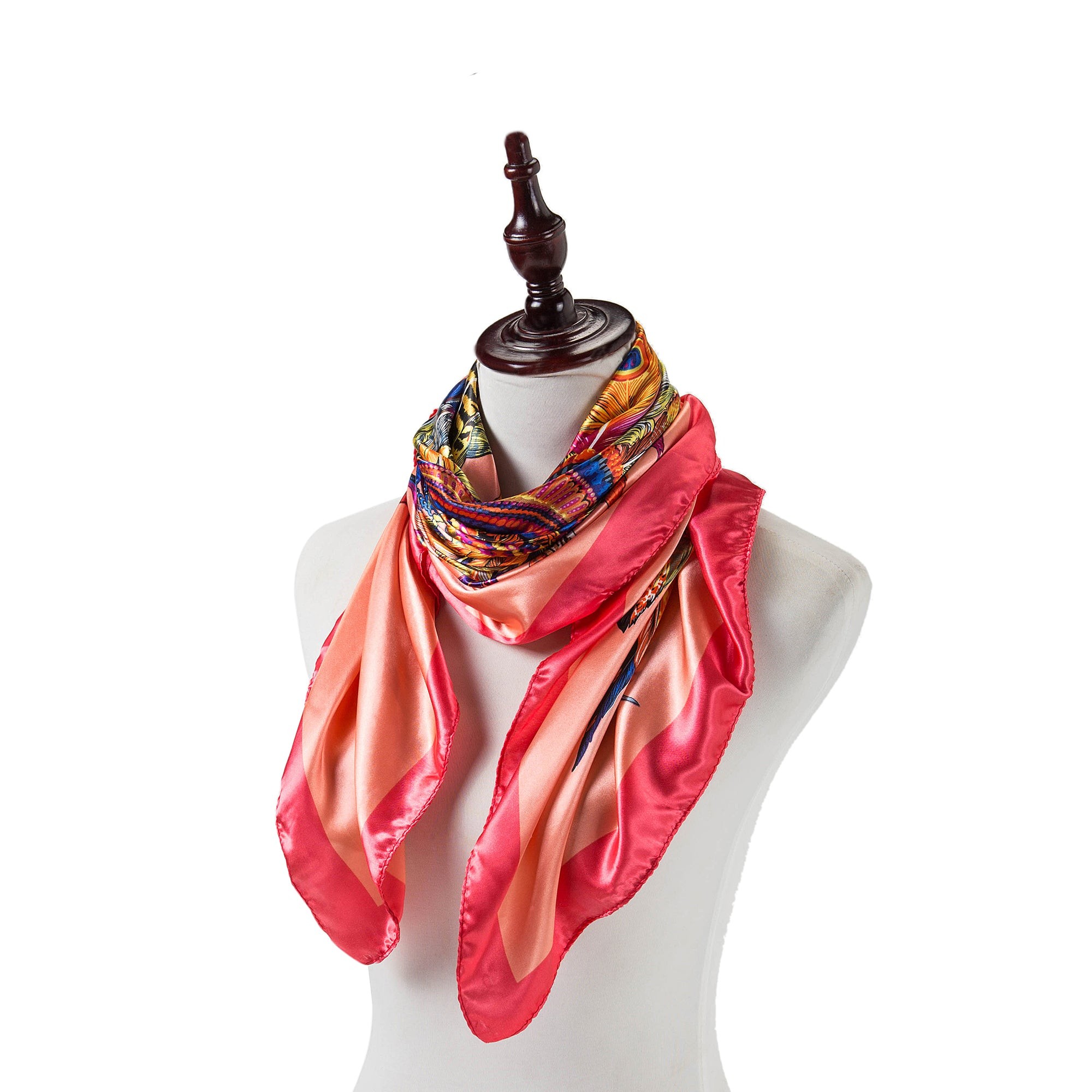 Grand carré de Soie Orange Zoé Rose 100% Soie 90x90cm