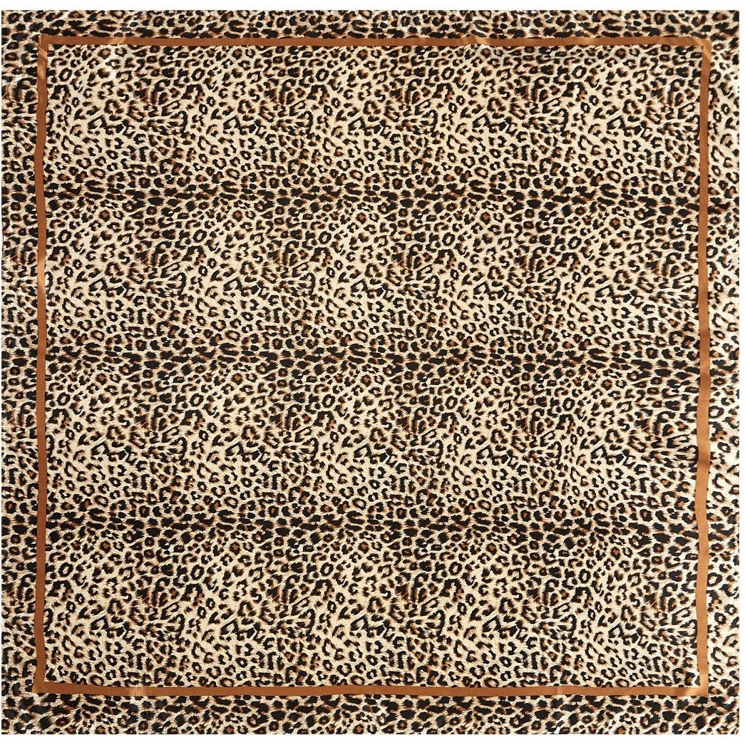 Grand carré de Soie Panther Original Zoé marron 100% Soie 90x90cm
