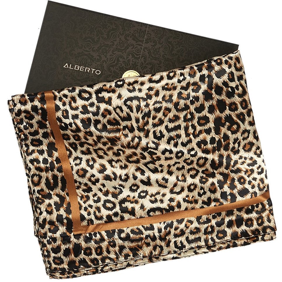 Grand carré de Soie Panther Original Zoé marron 100% Soie 90x90cm