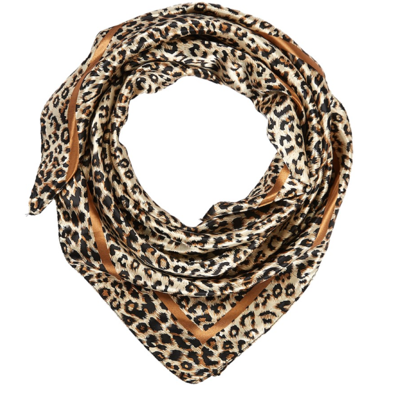 Grand carré de Soie Panther Original Zoé marron 100% Soie 90x90cm