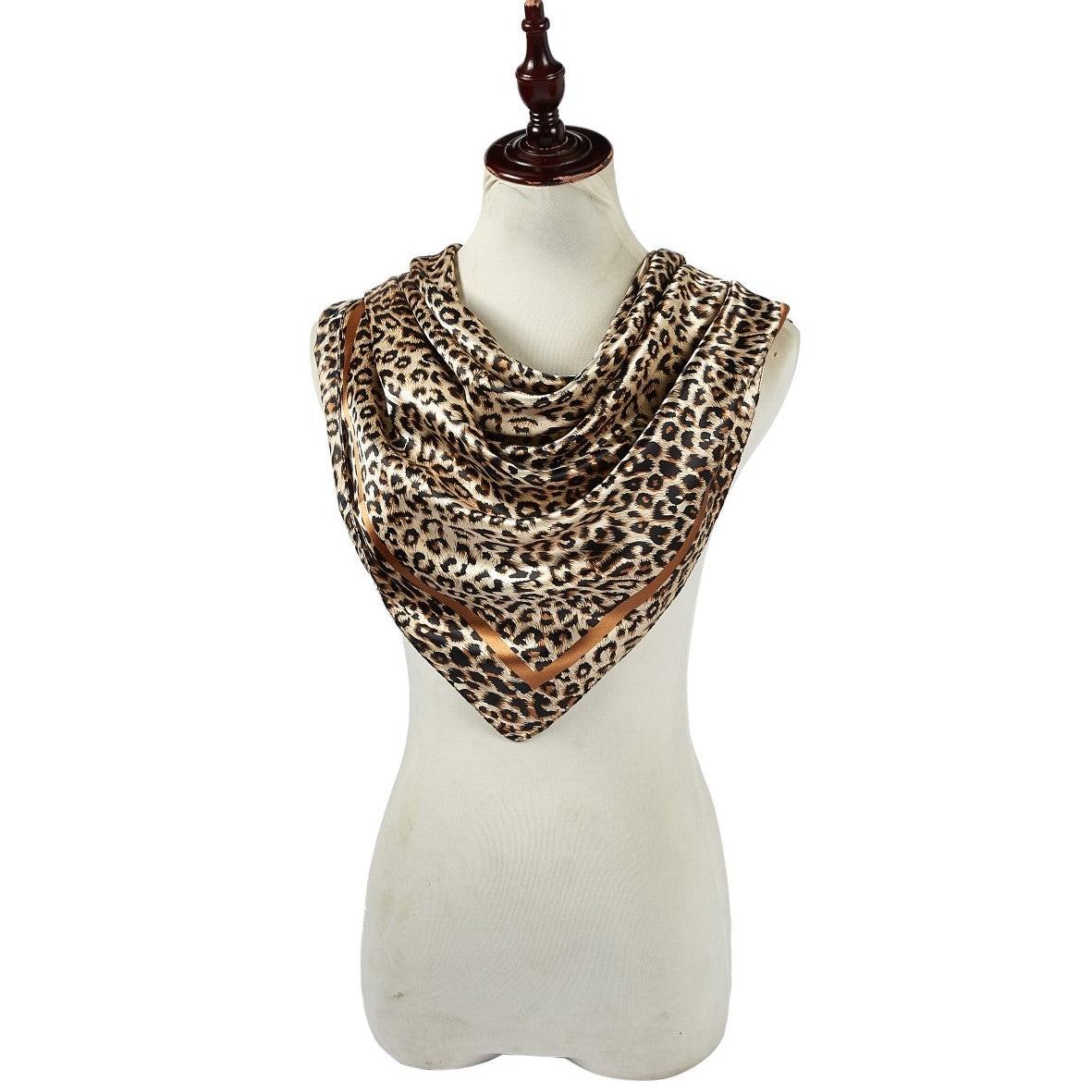 Grand carré de Soie Panther Original Zoé marron 100% Soie 90x90cm
